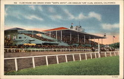 Club House and Grand Stand "Santa Anita", Los Angeles Turf Club Postcard