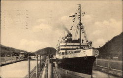 Passing Through Panama Canal Locks Postcard