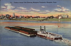 Federal Barge Line Entering Memphis Terminals Tennessee Postcard Postcard