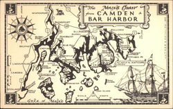 Map of the Maine Coast Maps Postcard Postcard