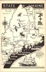 Map of the State of Maine Maps Postcard Postcard