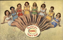 Greetingsfrom Florida "Land o' Sand" Swimsuits & Pinup Postcard Postcard