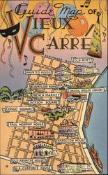 Guide Map of Vieux Carre Maps Postcard Postcard