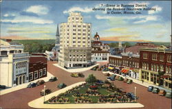 Scene in Business District, showing the Bankers Insurance Building in Center Macon, GA Postcard Postcard