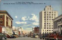 Cherry Street Looking East, showing the Bankers Insurance Building in Right Foreground Macon, GA Postcard Postcard