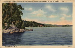 View of Big Tupper Showing Paradise Point and Recreation Area of Vet. Mt. Camp Postcard