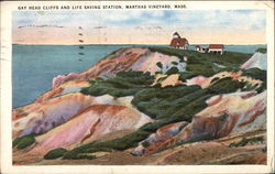 Gay Head Cliffs and Life Saving Station Postcard