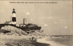 Montauk Point and Light House on the Tip of Long Island, N.Y New York Postcard Postcard