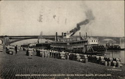 Unloading Apples from Mississippi River Packet Boats St. Louis, MO Postcard Postcard