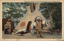 Winnebago Indians with Travois, The Dells of the Wisconsin River Native Americana Postcard Postcard