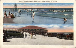 Folly Island Beach and Pier Charleston, SC Postcard Postcard