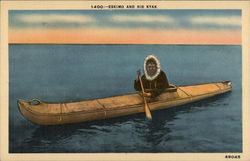 Eskimo and His Kyak Postcard