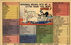 Nothing's Wrong With Me, a Letter From You Won't Cure! Comic, Funny Postcard Postcard