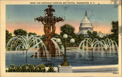 The Bartholdi Fountain and Capitol Postcard