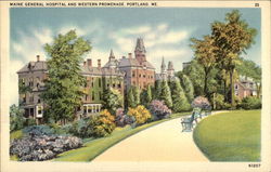 Maine General Hospital and Western Promenade Postcard