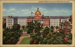 Boston Common and State House Massachusetts Postcard Postcard