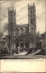 Notre Dame Church and Maisonneuve Monument Montreal, QC Canada Quebec Postcard Postcard