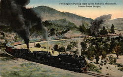 Five Engines Pulling Train up the Siskiyou Mountains, Shasta Route Railroad (Scenic) Postcard Postcard