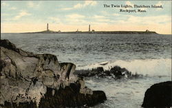 The Twin Lights, Thatchers Island Postcard