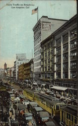 Daily Traffic on Broadway Los Angeles, CA Postcard Postcard