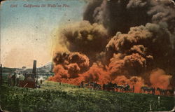 California Oil Wells on Fire Postcard