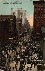 Times Square and Building, Broadway and Chestnut Street St. Louis, MO Postcard Postcard