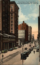 Fourth Street, North from Chestnut Street and Planters Hotel Postcard