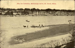 The Ice Industry, Mississippi River St. Cloud, MN Postcard Postcard