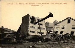 A Freak of the Flood, John Schultz' House Johnstown, PA Postcard Postcard