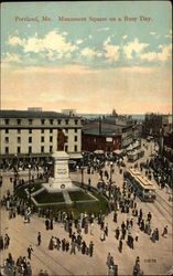 Monument Square on a Busy Day Portland, ME Postcard Postcard