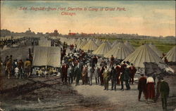 Regulars from Fort Sheridan in Camp at Grant Park Postcard