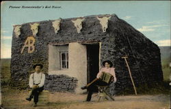 Pioneer Homesteader's Sod House Cowboy Western Postcard Postcard