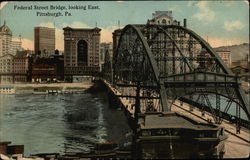 Federal Street Bridge, Looking East Pittsburgh, PA Postcard Postcard