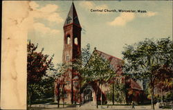 Central Church Worcester, MA Postcard Postcard