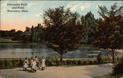 University Park and Pond Worcester, MA Postcard Postcard