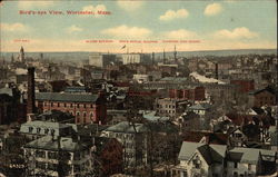 Bird's-Eye View Worcester, MA Postcard Postcard