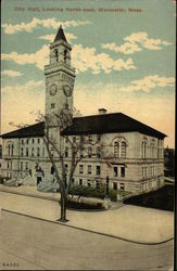 City Hall, Looking North-east Worcester, MA Postcard Postcard