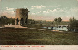 Worcester Old Mill, Institute Park Massachusetts Postcard Postcard