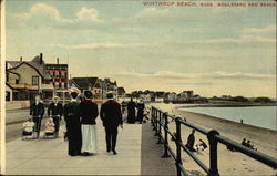 Boulevard and Beach Winthrop Beach, MA Postcard Postcard