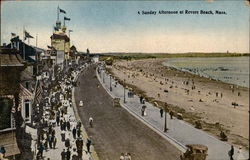 A Sunday Afternoon at the Beach Revere Beach, MA Postcard Postcard