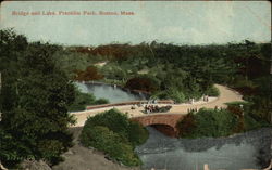 Bridge and Lake, Franklin Park Postcard