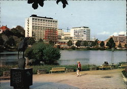 Hotel Atlantic, Lake Bredevannet and the Town Park Postcard