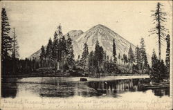 View of Lake and Black Butte Volcano California Postcard Postcard