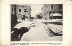 Eighteenth and Valencia Sts., Where Fissures Opened up in Street San Francisco, CA Postcard Postcard