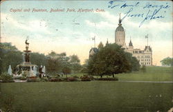 Capitol and Fountain, Bushnell Park Postcard