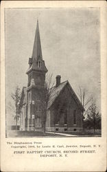 First Baptist Church, Second Street Deposit, NY Postcard Postcard