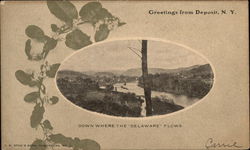 View of the Delaware River - "Down Where the Delaware Flows" Deposit, NY Postcard Postcard