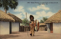 Masai Warrior in Jungle town at Africa U.S.A Boca Raton, FL Postcard Postcard