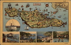 Map of Catalina Island, CA Santa Catalina Island, CA Postcard Postcard