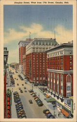 Douglas Street, Looking West from 17th Street Omaha, NE Postcard Postcard